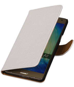 Wit Krokodil Booktype Samsung Galaxy A7 Wallet Cover Hoesje