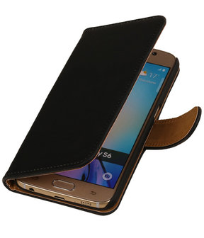 Zwart Hout Booktype Samsung Galaxy Grand 2 Wallet Cover Hoesje