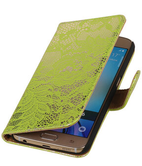 Groen Lace Booktype Samsung Galaxy S5 Wallet Cover Hoesje