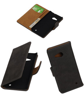 Grijs Hout Booktype Microsoft Lumia 550 Wallet Cover Hoesje