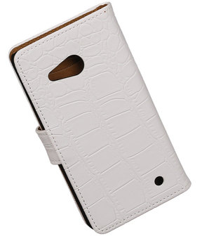 Wit Krokodil Booktype Microsoft Lumia 550 Wallet Cover Hoesje