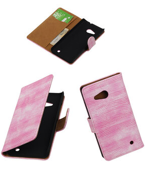 Roze Mini Slang Booktype Microsoft Lumia 550 Wallet Cover Hoesje