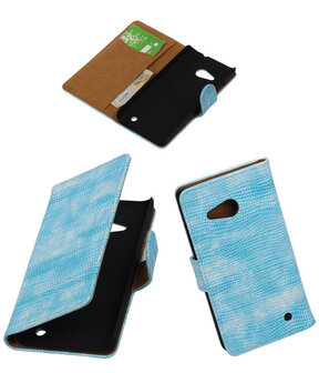 Turquoise Mini Slang Booktype Microsoft Lumia 550 Wallet Cover Hoesje