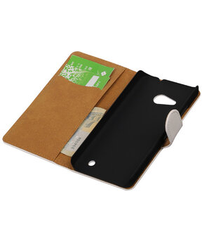 Wit Effen Booktype Microsoft Lumia 550 Wallet Cover Hoesje