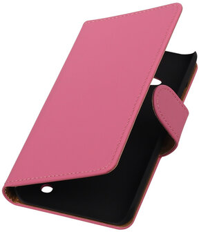 Roze Effen Booktype Microsoft Lumia 550 Wallet Cover Hoesje