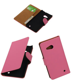 Roze Effen Booktype Microsoft Lumia 550 Wallet Cover Hoesje