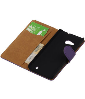 Paars Effen Booktype Microsoft Lumia 550 Wallet Cover Hoesje