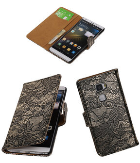 Zwart Lace Booktype Huawei Mate S Wallet Cover Hoesje