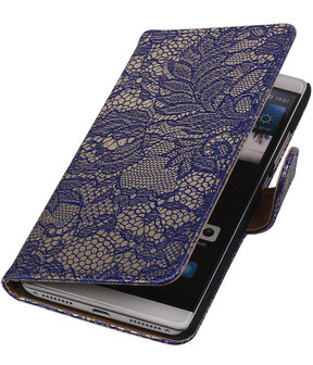 Blauw Lace Booktype Huawei Mate S Wallet Cover Hoesje