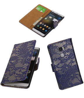 Blauw Lace Booktype Huawei Mate S Wallet Cover Hoesje