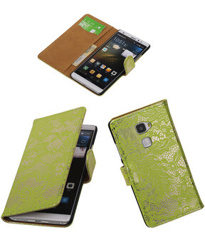 Groen Lace Booktype Huawei Mate S Wallet Cover Hoesje