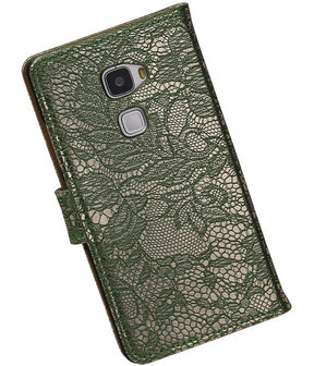 Donker Groen Lace Booktype Huawei Mate S Wallet Cover Hoesje