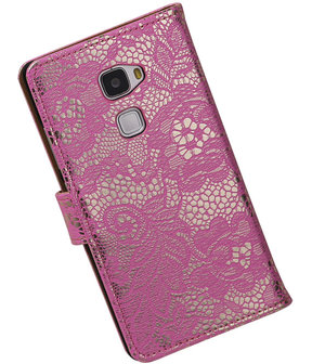 Roze Lace Booktype Huawei Mate S Wallet Cover Hoesje