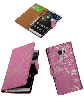 Roze Lace Booktype Huawei Mate S Wallet Cover Hoesje