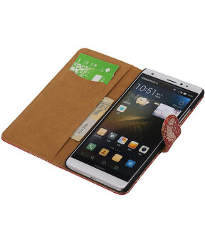 Rood Lace Booktype Huawei Mate S Wallet Cover Hoesje