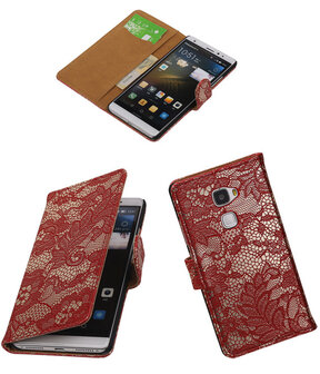 Rood Lace Booktype Huawei Mate S Wallet Cover Hoesje