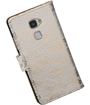 Wit Lace Booktype Huawei Mate S Wallet Cover Hoesje