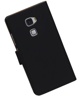 Zwart Effen Booktype Huawei Mate S Wallet Cover Hoesje