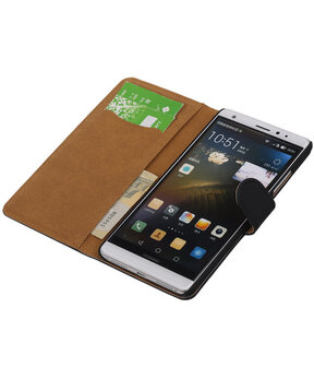 Zwart Effen Booktype Huawei Mate S Wallet Cover Hoesje