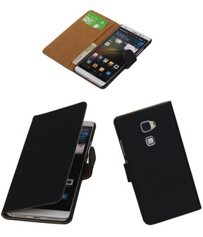 Zwart Effen Booktype Huawei Mate S Wallet Cover Hoesje