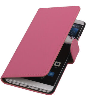 Roze Effen Booktype Huawei Mate S Wallet Cover Hoesje