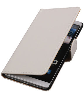 Wit Effen Booktype Huawei Mate S Wallet Cover Hoesje