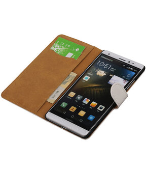 Wit Effen Booktype Huawei Mate S Wallet Cover Hoesje