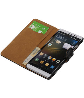Zwart Slang Booktype Huawei Mate S Wallet Cover Hoesje