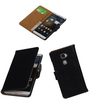 Zwart Slang Booktype Huawei Mate S Wallet Cover Hoesje