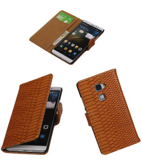 Bruin Slang Booktype Huawei Mate S Wallet Cover Hoesje