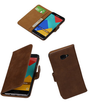 Bruin Bark Hout Booktype Samsung Galaxy A7 2016 Wallet Cover Hoesje