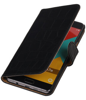 Zwart Krokodil Booktype Samsung Galaxy A7 2016 Wallet Cover Hoesje