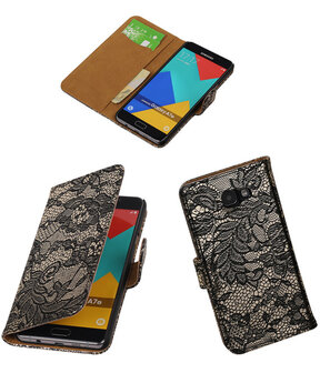 Zwart Lace Booktype Samsung Galaxy A7 2016 Wallet Cover Hoesje