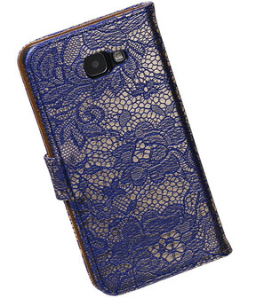 Blauw Lace Booktype Samsung Galaxy A7 2016 Wallet Cover Hoesje