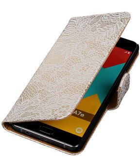Wit Lace Booktype Samsung Galaxy A7 2016 Wallet Cover Hoesje