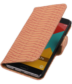 Roze Slang Booktype Samsung Galaxy A7 2016 Wallet Cover Hoesje
