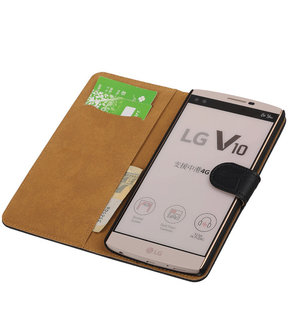 LG V10 - Croco Zwart Booktype Wallet Hoesje