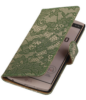 LG V10 - Lace Donker Groen Booktype Wallet Hoesje