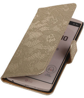 LG V10 - Lace Goud Booktype Wallet Hoesje