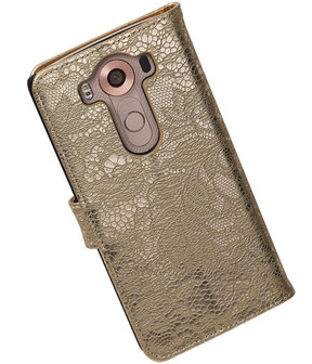 LG V10 - Lace Goud Booktype Wallet Hoesje