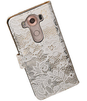 LG V10 - Lace Wit Booktype Wallet Hoesje