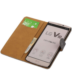 LG V10 - Mini Slang Grijs Booktype Wallet Hoesje