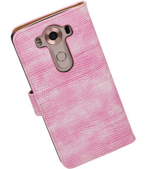 LG V10 - Mini Slang Roze Booktype Wallet Hoesje