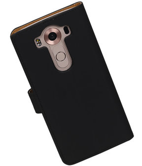 LG V10 - Effen Zwart Booktype Wallet Hoesje