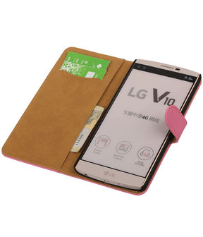 LG V10 - Effen Roze Booktype Wallet Hoesje