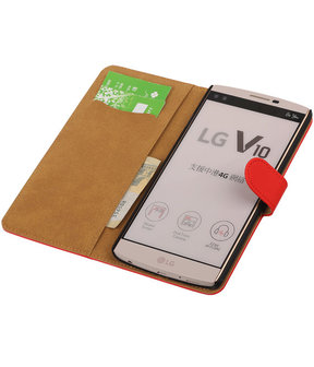 LG V10 - Effen Rood Booktype Wallet Hoesje