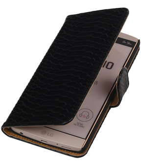 LG V10 - Slang Zwart Bookstyle Wallet Hoesje
