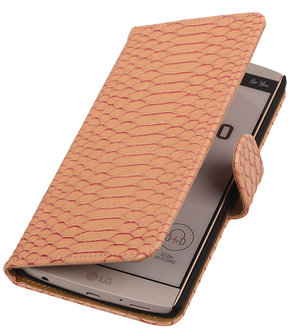 LG V10 - Slang Roze Bookstyle Wallet Hoesje