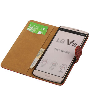 LG V10 - Slang Rood Bookstyle Wallet Hoesje