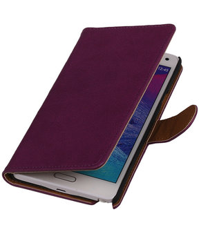 Lila Samsung Galaxy Note 4 Echt Lederen Wallet Hoesje